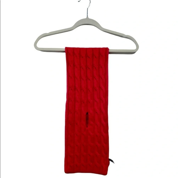 TALBOTS Red Wool Blend Scarf Wrap Cable Knit - Picture 3 of 8